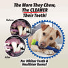 Load image into Gallery viewer, includes text "The More They Chew, The CLEANER Their Teeth!", "For Whiter Teeth &amp; Healthier Gums!",  a dog chewing on a Chewbrush, two before and after close up photos of a dog's mouth